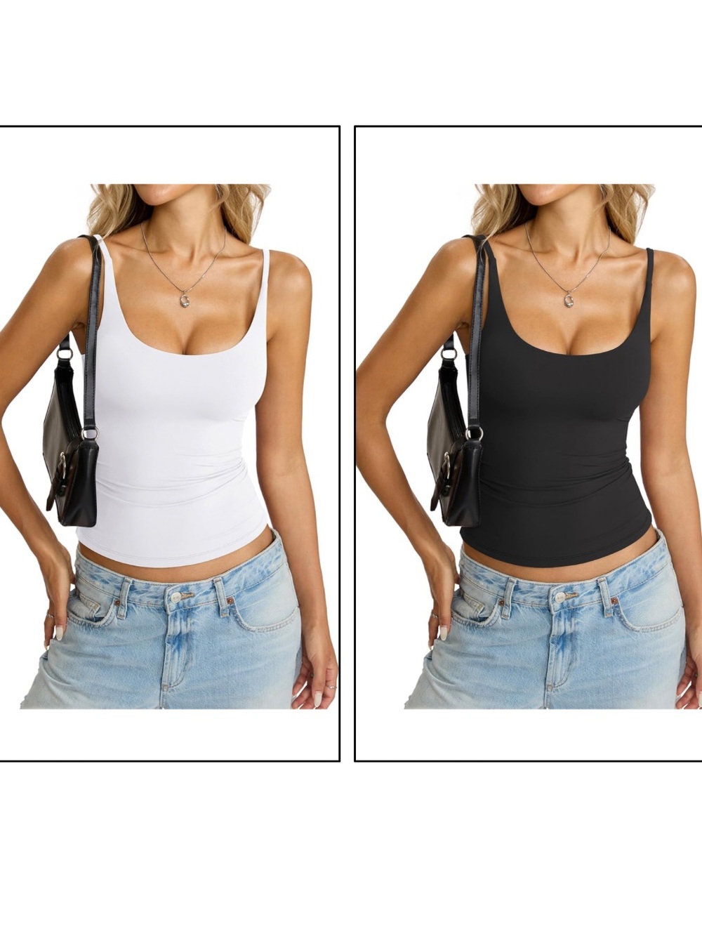 Everyday Scoop Neck Tank Top - Black & White